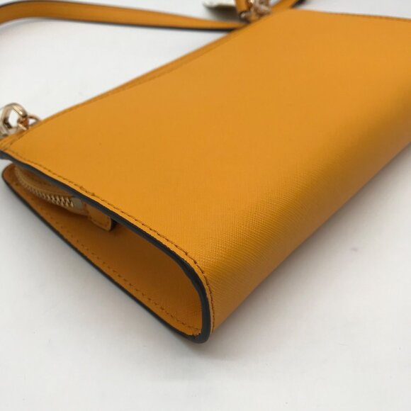 Michael Kors Sun Yellow Saffiano Leather Jet Set Travel Convertible Crossbody - Picture 9 of 11